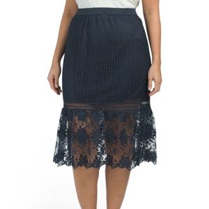 NWT Navy Midi Skirt Lace/Crocheted sz Small
